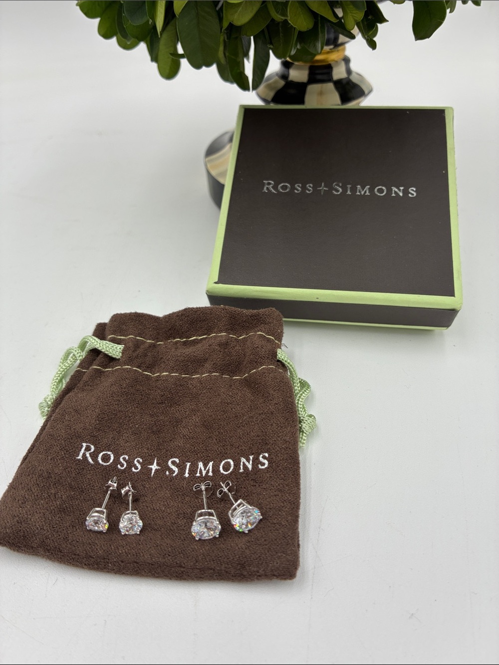 Ross-Simons Set of 2 Cubic Zirconia Stud Earrings